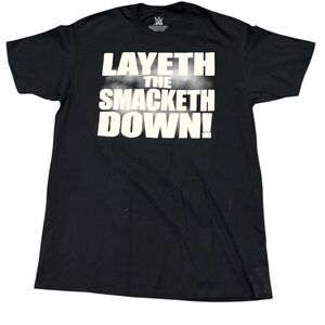 WWE the rock layeth the smacketh down double sided wrestling tee official merch